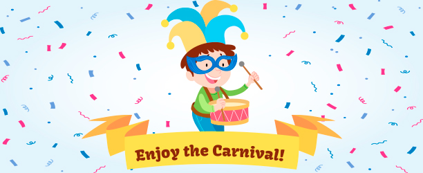 Fichas de Carnaval en inglés para niños para colorear